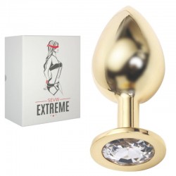 Buttplug Rosebud Dorado con Cristal Blanco - Grande