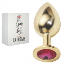 Buttplug Rosebud Dorado con Cristal Rojo - Grande